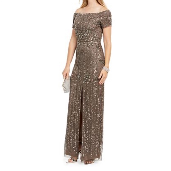 Adrianna Papell plus size off shoulder gown - Picture 4 of 13